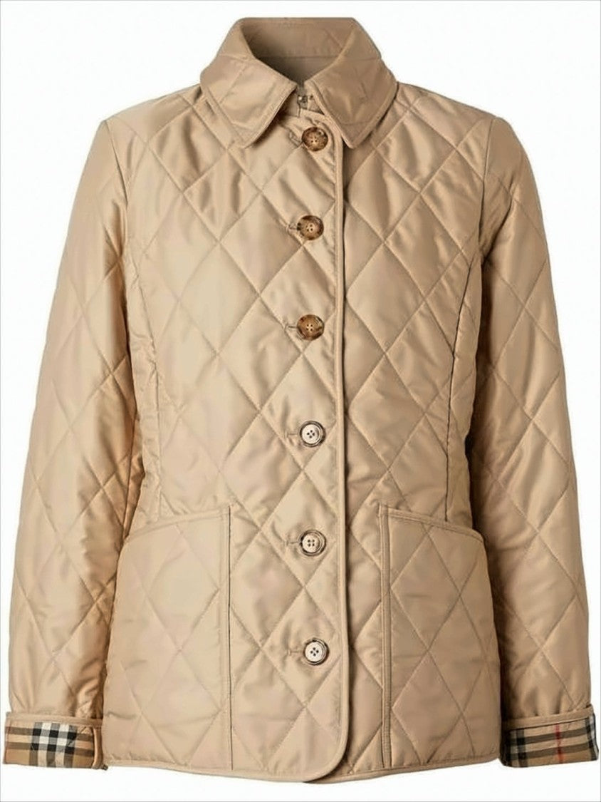 Burberry Diamond-Quilted Burberry Jacket With Classic Collar