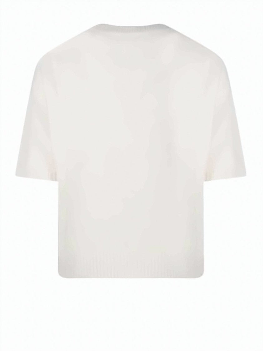 Ganni Cropped Short-Sleeved Knit Top With Brushed Texture