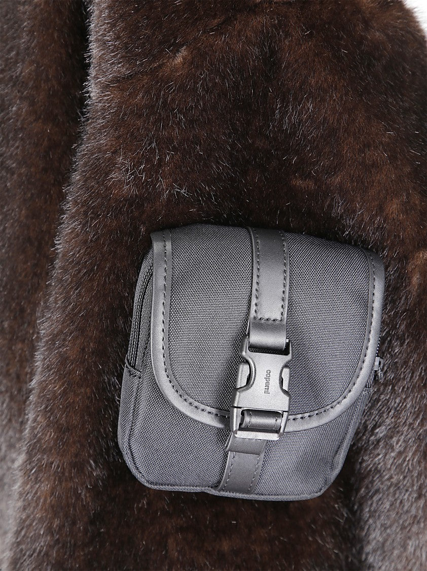 Coperni High-Collar Brown Synthetic Fur Bomber Jacket