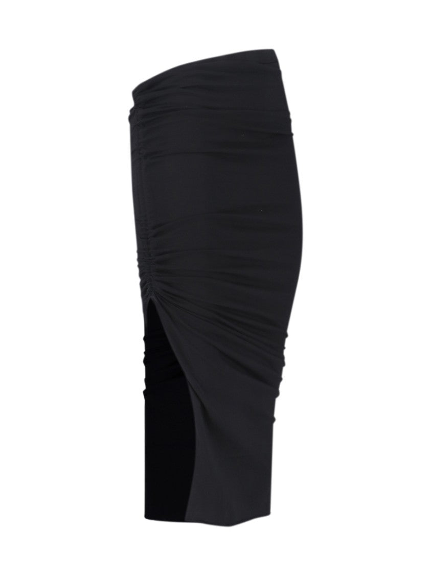 Drkshdw By Rick Owens "Edfu" Draped Midi Skirt – Black