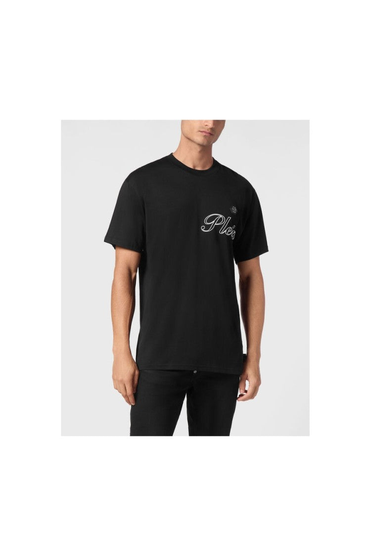 Philipp Plein Black Classic Cotton Signature Logo T-Shirt