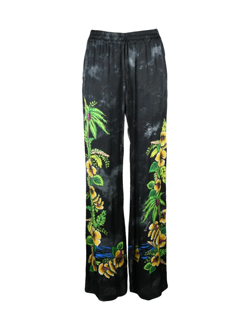 Ermanno Firenze Grey Wide-Leg Viscose Wide-Leg Pants