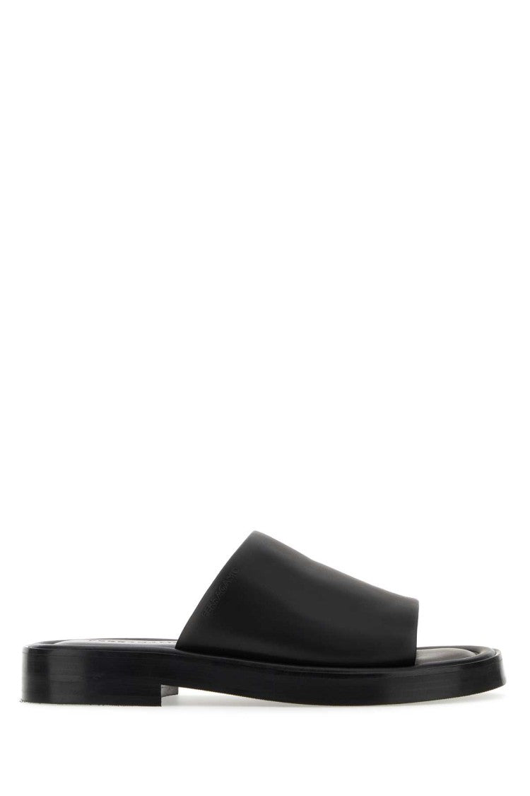 Salvatore Ferragamo Black Nappa Leather Slippers