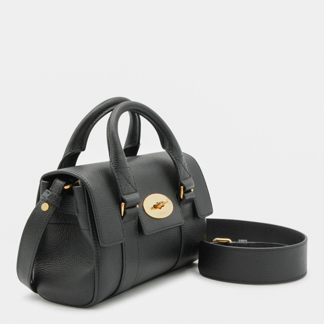 Mulberry Pebbled Texture Handbag With Distinctive Gold-Tone Clasp