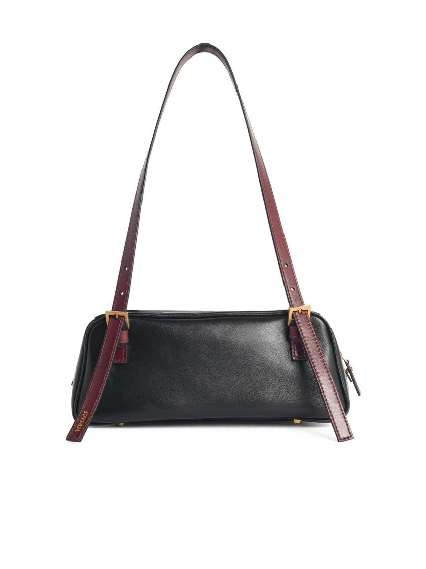 Versace 'Emblème' Black Nappa Leather Bowling Bag