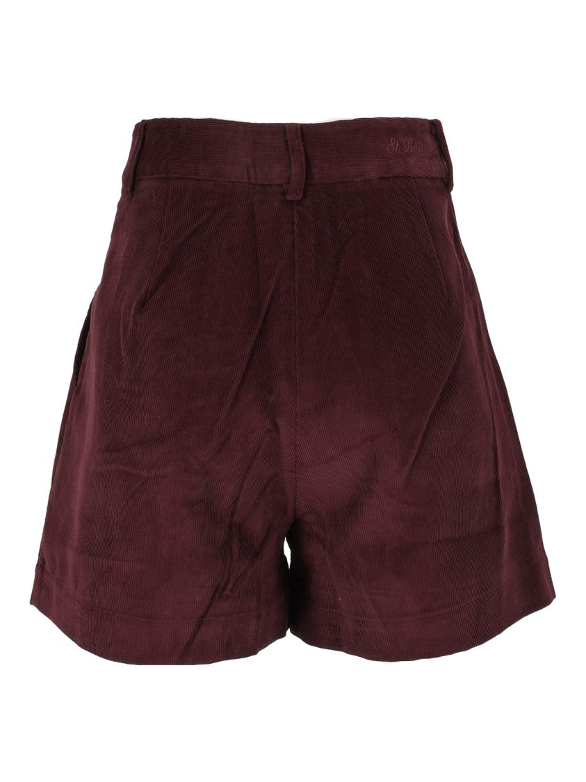 Mc2 Saint Barth Aubergine Aya Pleated Corduroy Mini Shorts