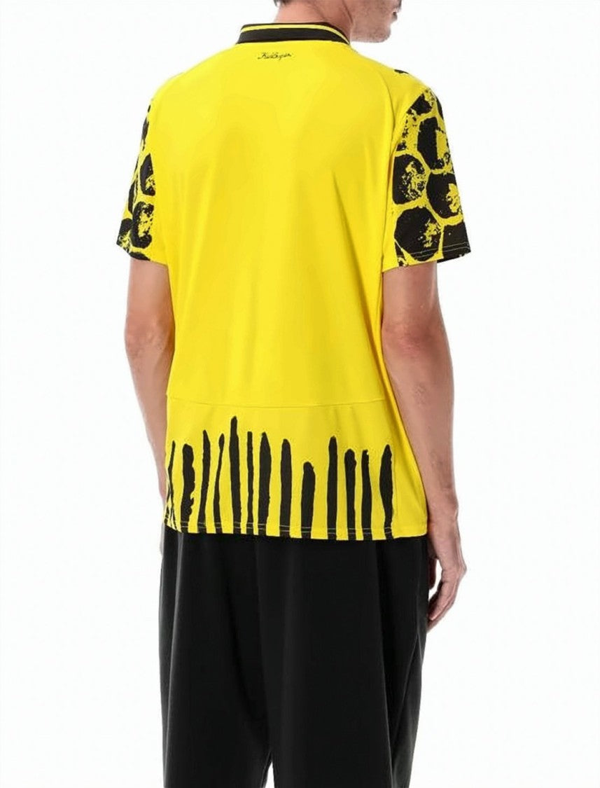 Puma Yellow Abstract Pattern Black Trim T-Shirt