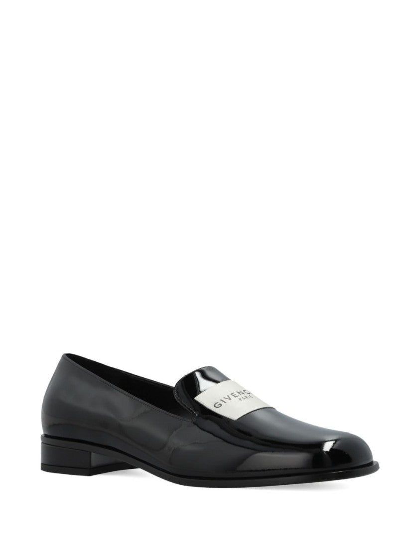 Givenchy Black Patent Leather Square Toe Flats