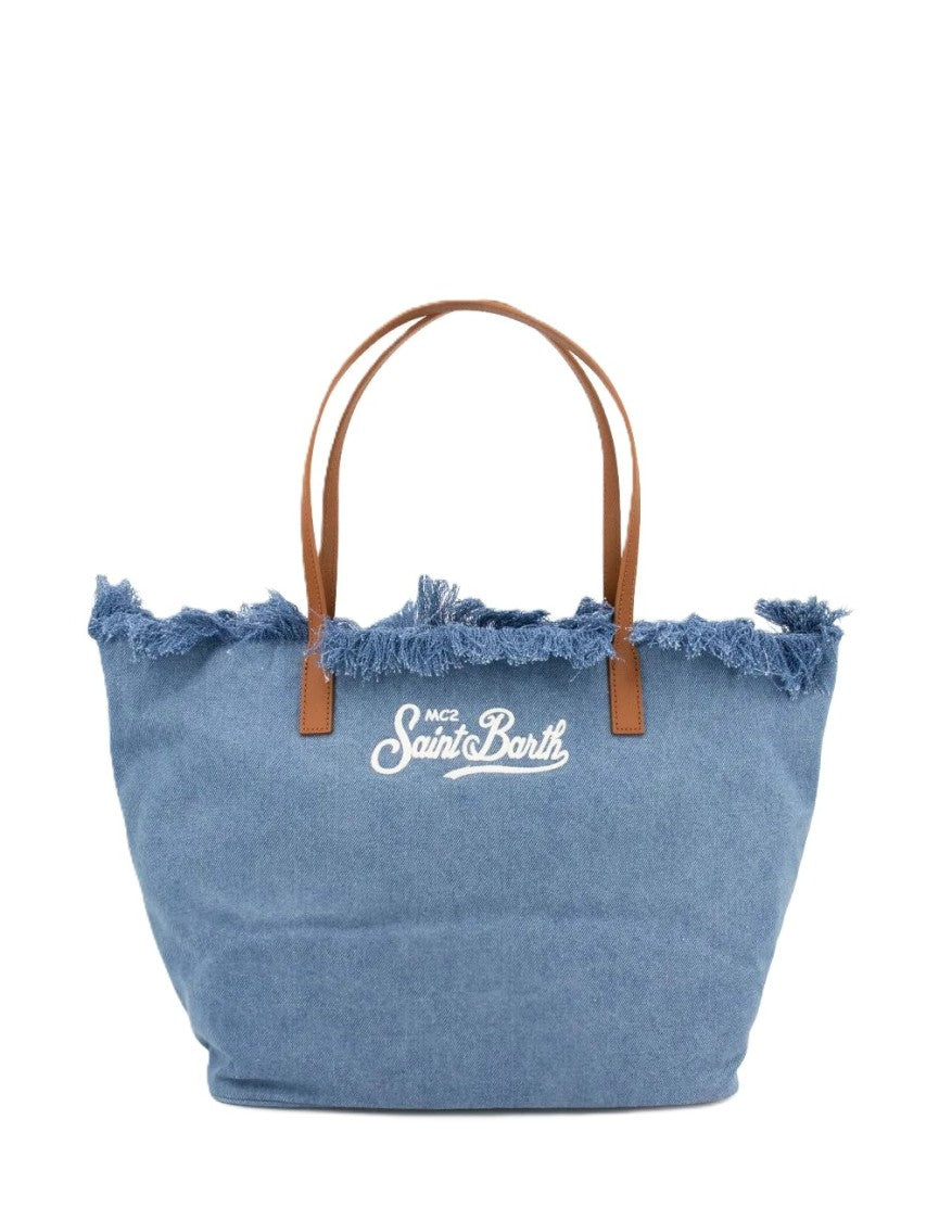 Mc2 Saint Barth Denim Fringe City Crossbody Bag