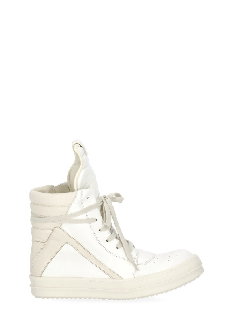 Rick Owens White High Profile Lace-Up Sneakers