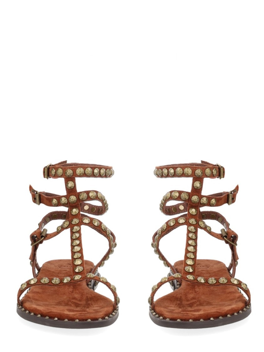 Ash Black Thin Straps Studded Sandals