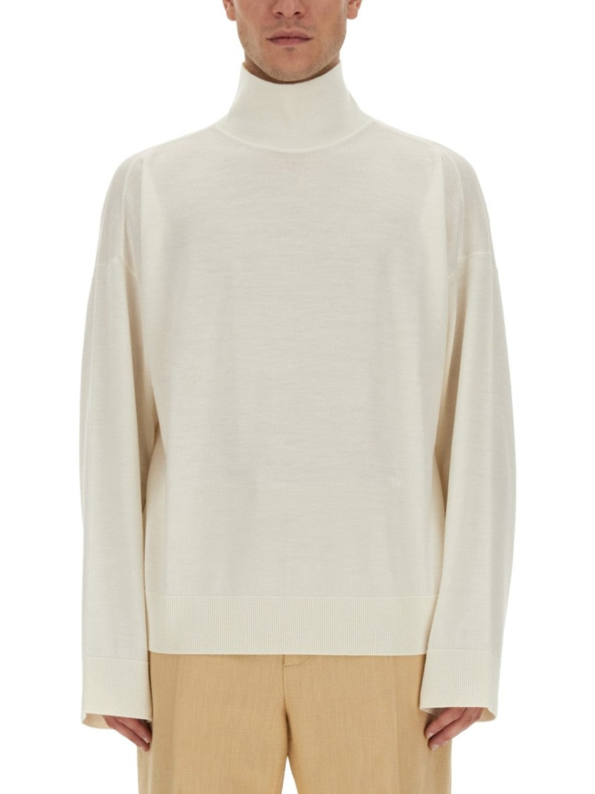 Bottega Veneta High Neck Wool Sweater With Intricate Embroidery