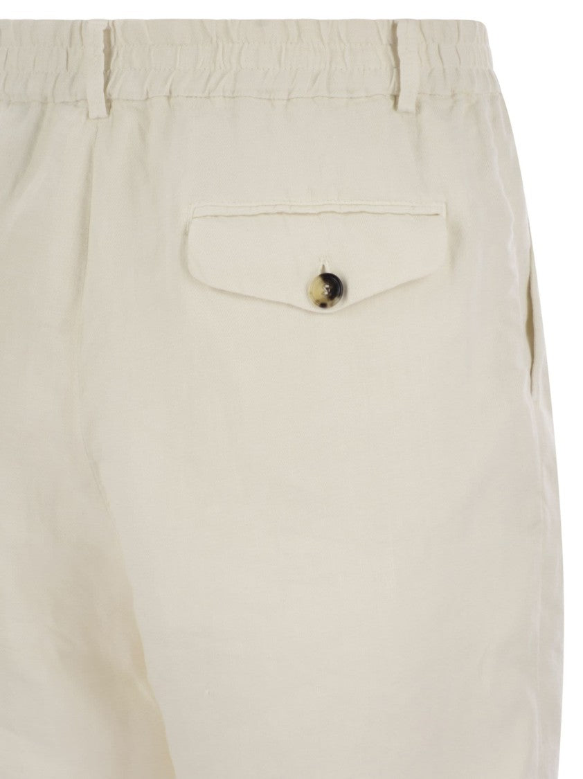 Brunello Cucinelli Bermuda Shorts In Light Délavé Linen Canvas