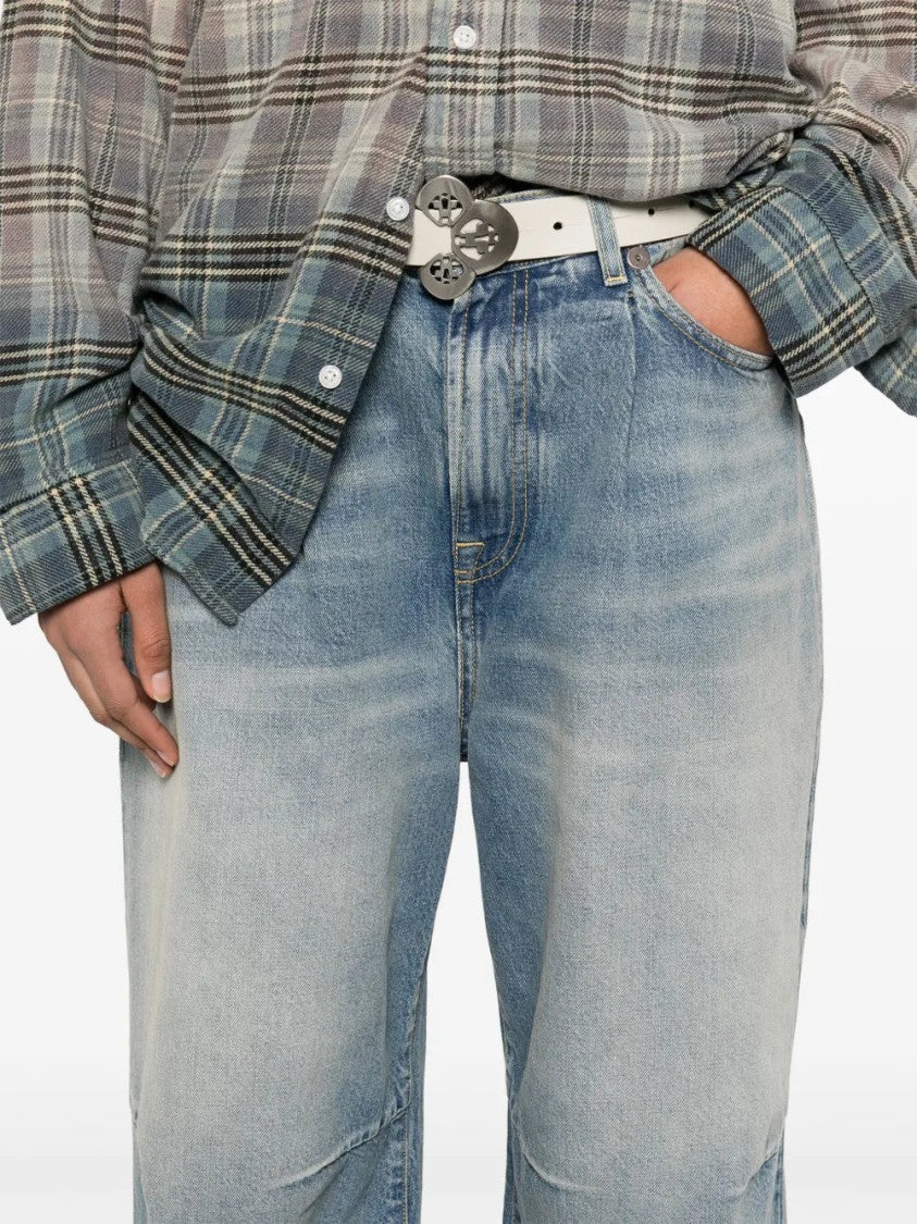 R13 Wide-Leg Cropped Jeans With Concealed Fastening