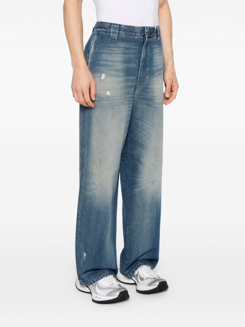 Golden Goose Wide-Leg Denim Jeans With Distressed Detailing