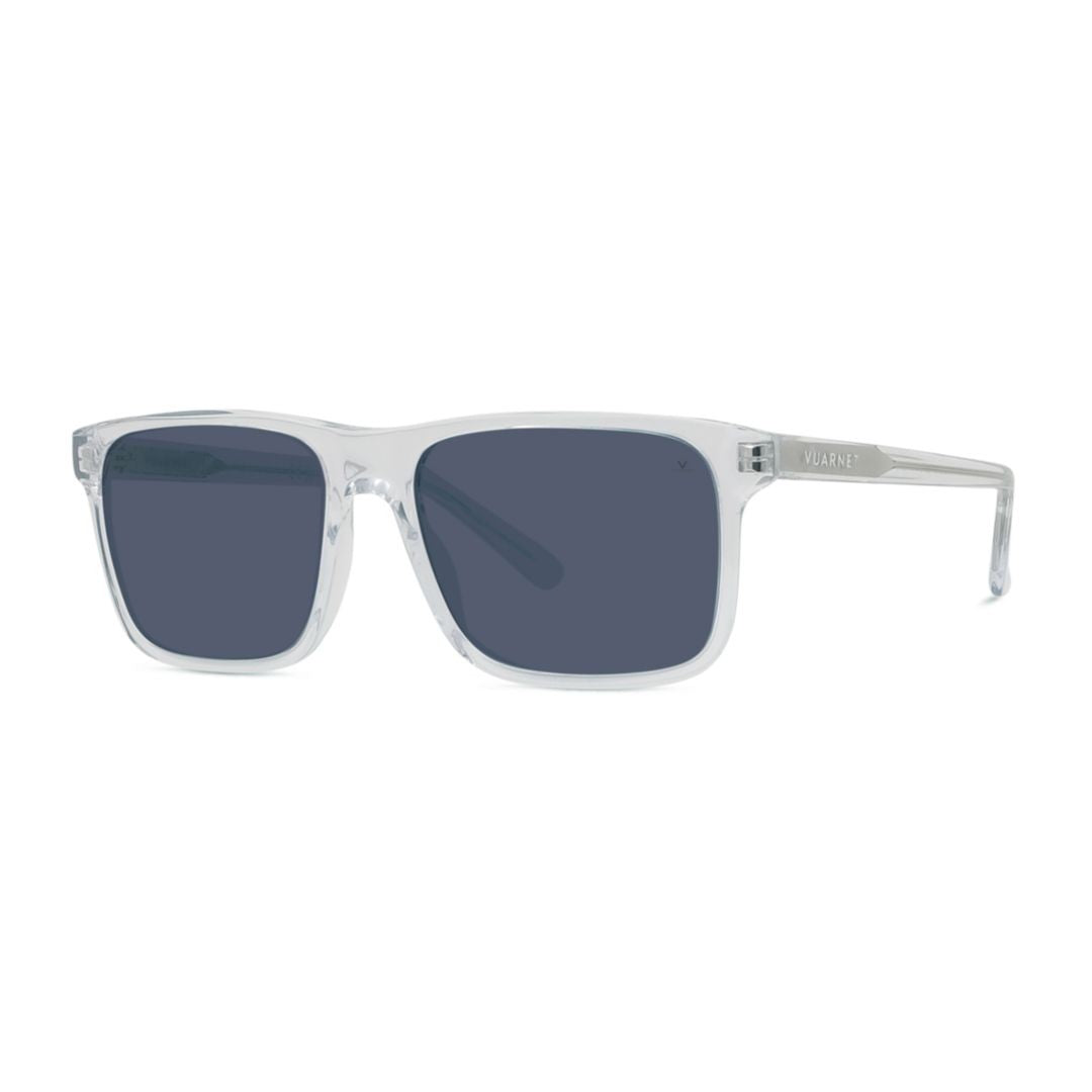 Vuarnet Vu40010i Transparent Rectangular Frame Sunglasses With Dark Lenses