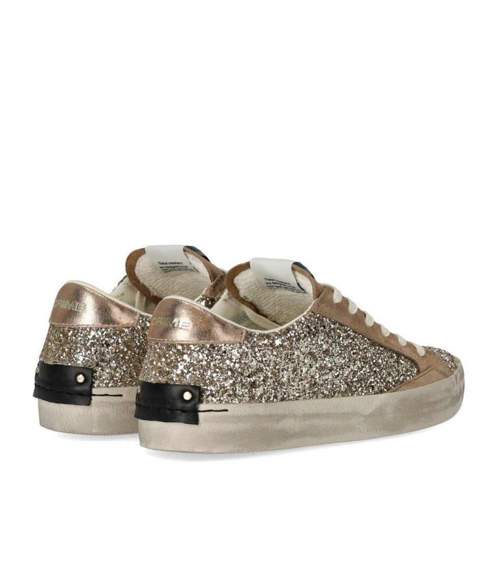 Crime London Distressed Glitter Gold Sneaker