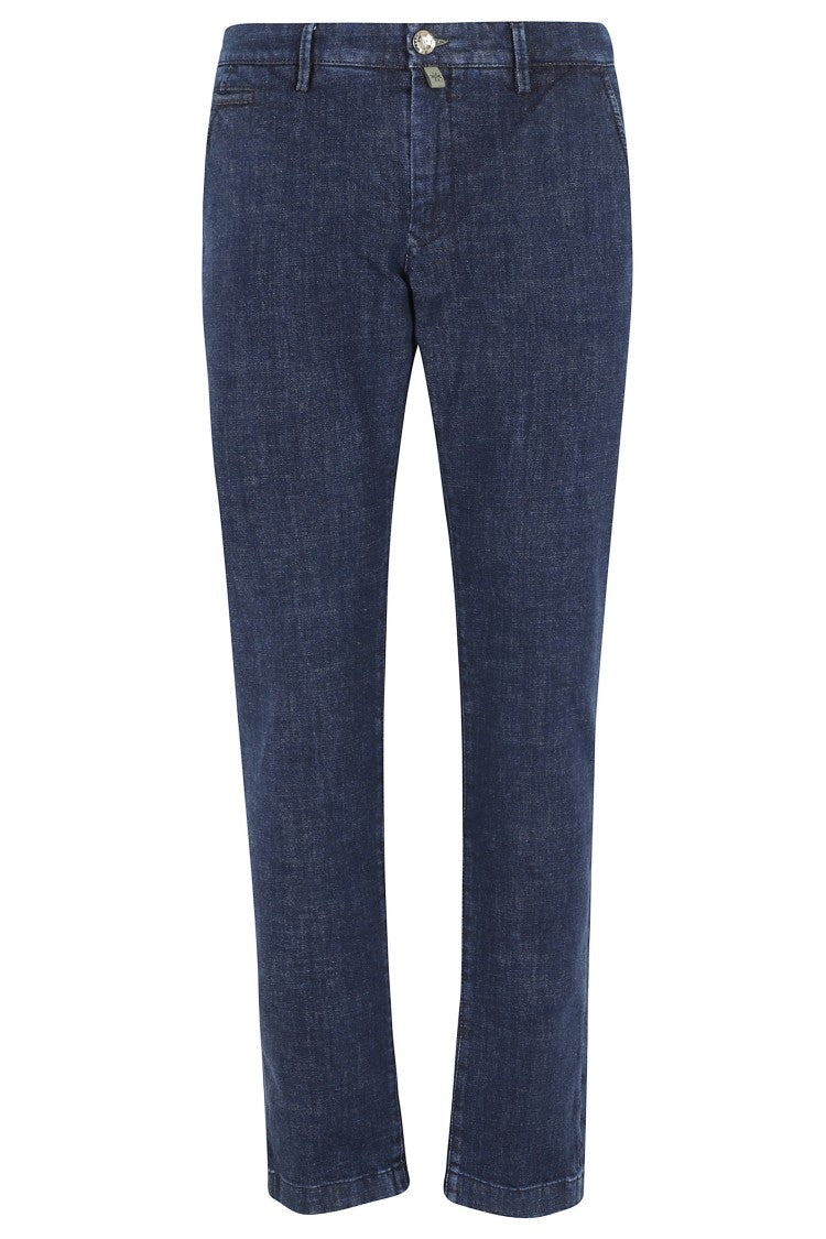 Jacob Cohen Dark Blue Slim Bard Five-Pocket Cotton-Blend Pants