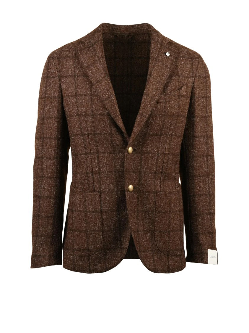 L.B.M. 1911 Textured Wool Blend Jacket With Rounded Silhouette And Button Closure
