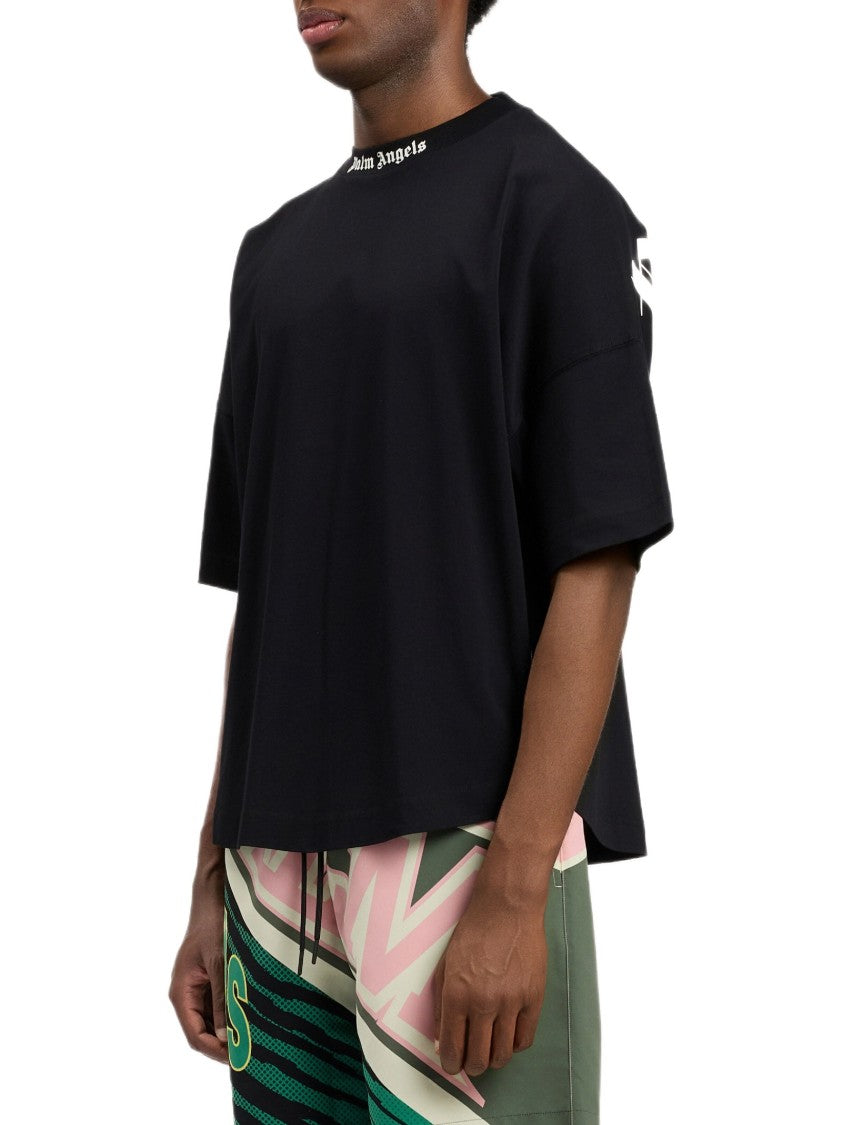 Palm Angels Oversized Black T-Shirt With Bold Logo Details