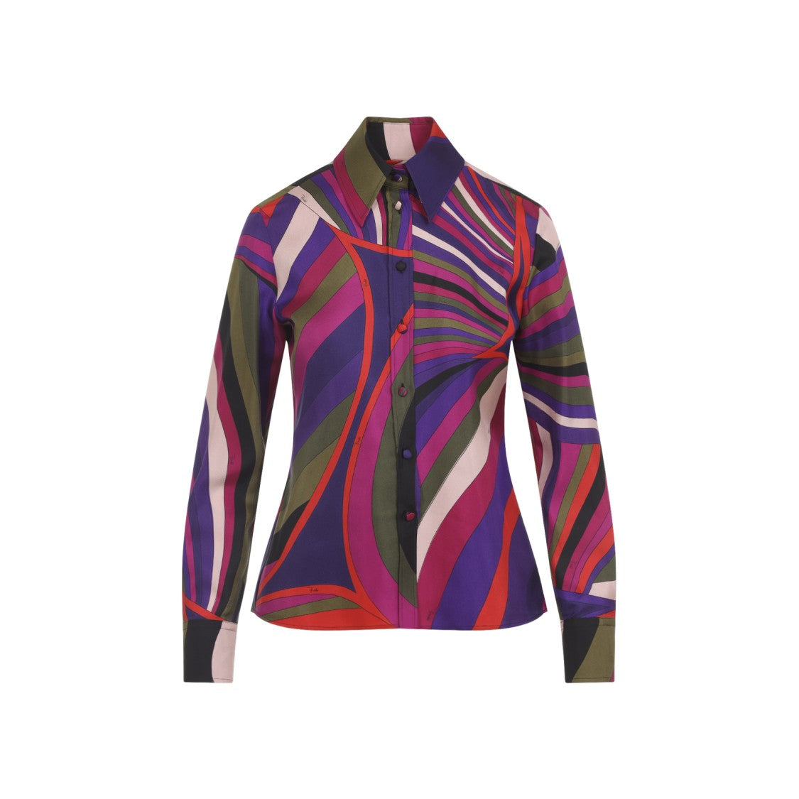 Pucci Fitted Long-Sleeve Silk Shirt With Abstract Swirl Design
