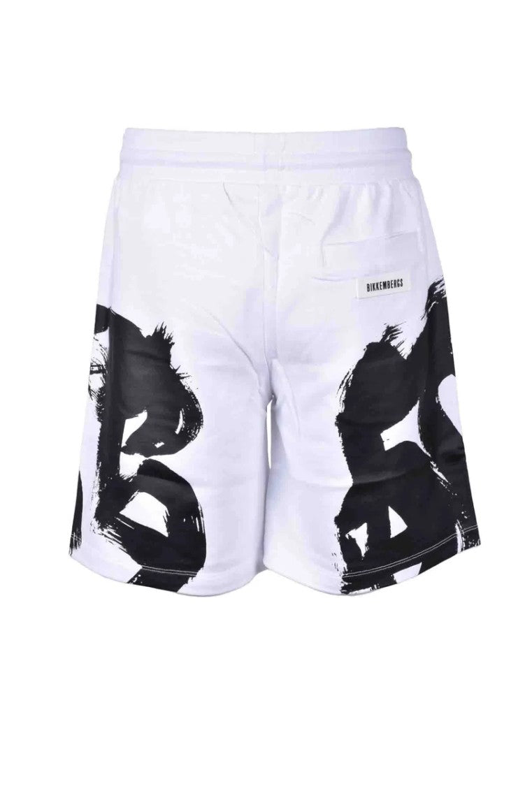 Bikkembergs White Graphic Cotton Shorts
