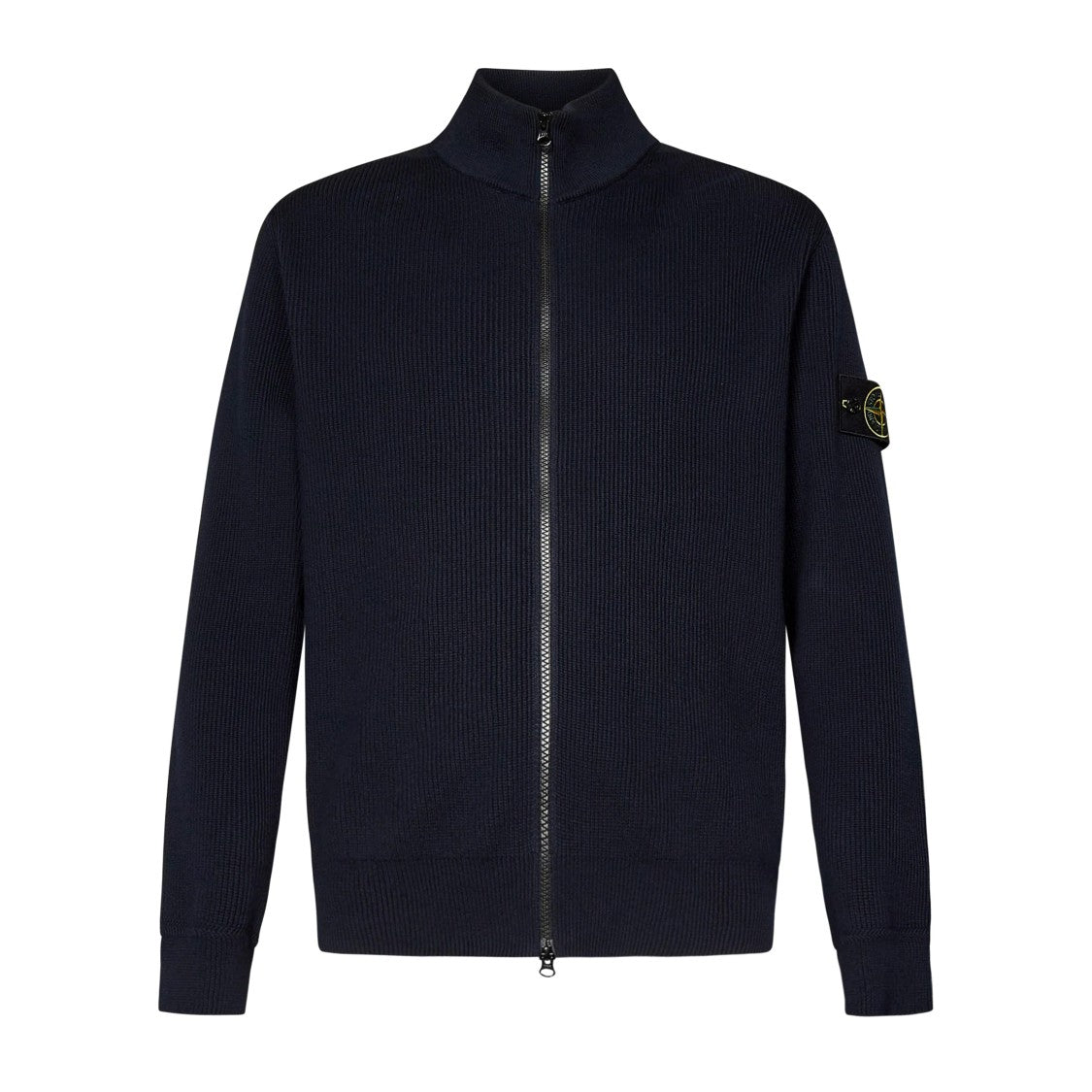 Stone Island Ribbed Texture Crew Neck With Full Zip Closure