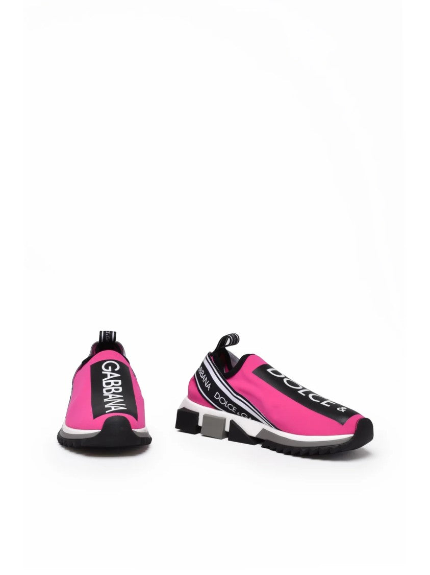 Dolce & Gabbana Fuchsia Elastic Bands Chunky Sole Lycra Sneakers