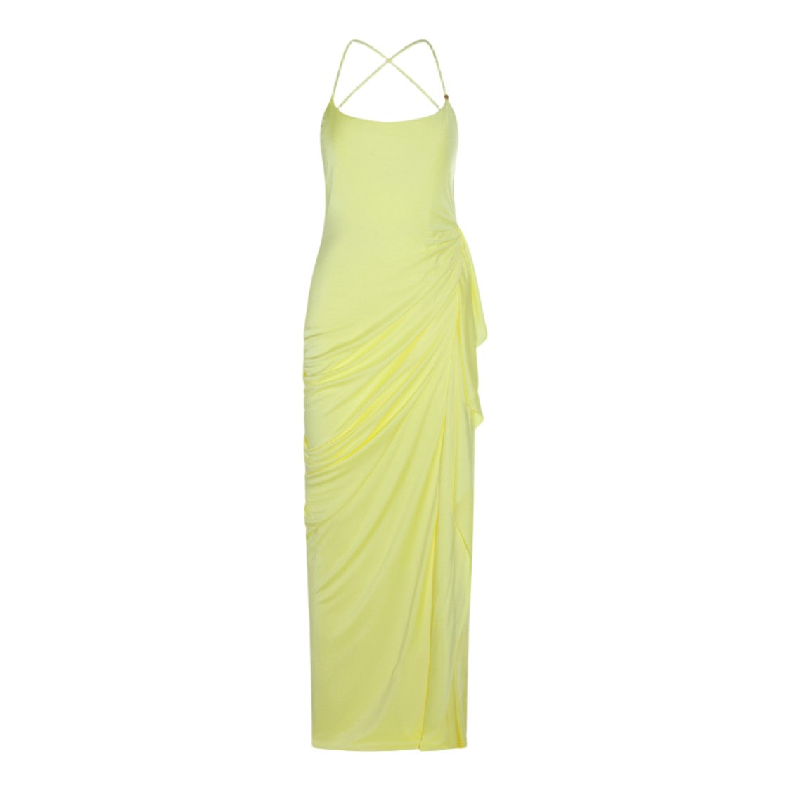 Versace Floor-Length Yellow Draped Maxi Dress