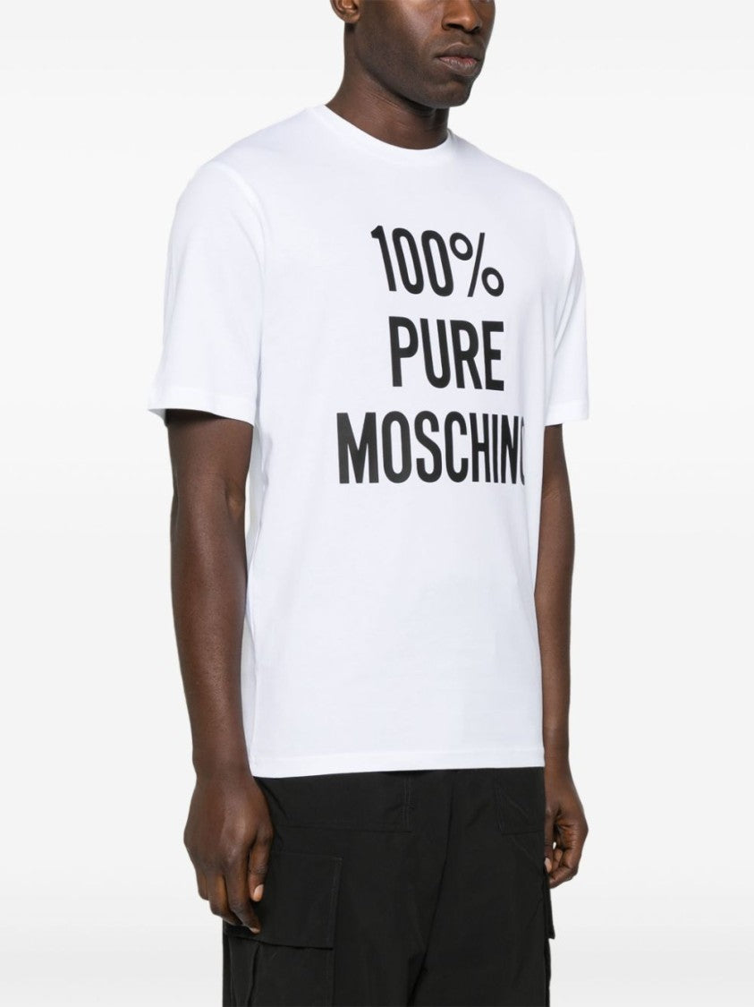 Moschino Optical White Cotton Jersey Crew Neck T-Shirt