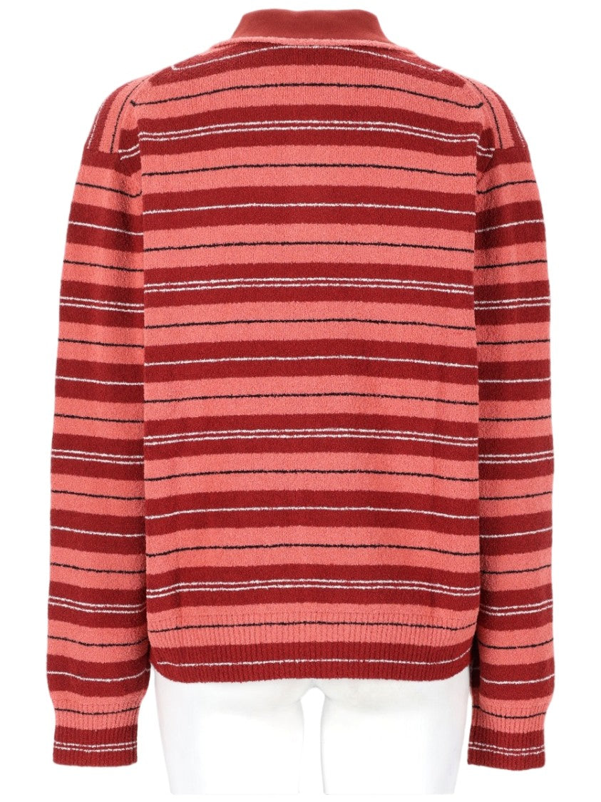 Paul Smith Textured Stripe Knit Top With Classic Polo Collar