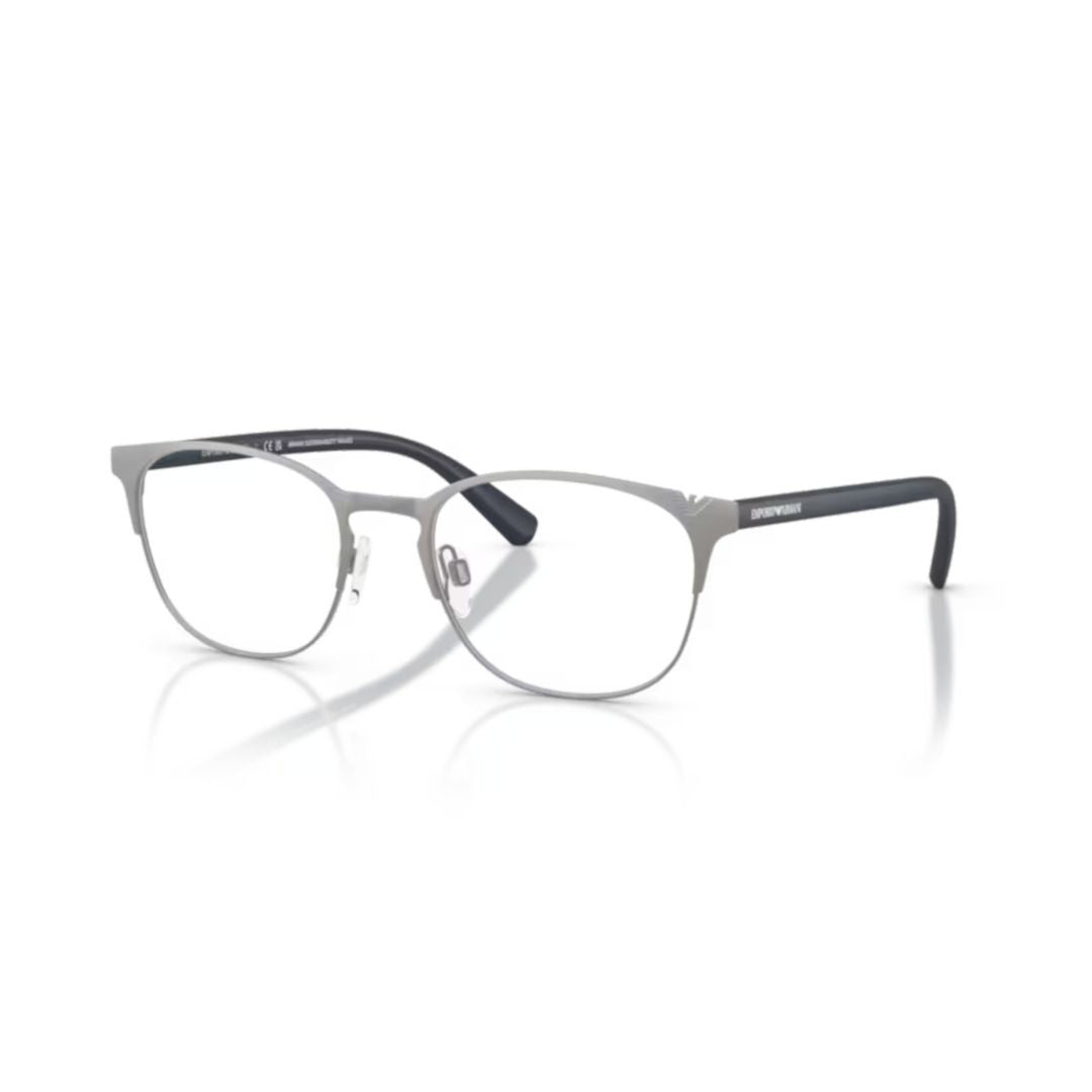 Emporio Armani 0Ea1059 Rounded Rectangular Metal Frame Sunglasses With Adjustable Nose Pads
