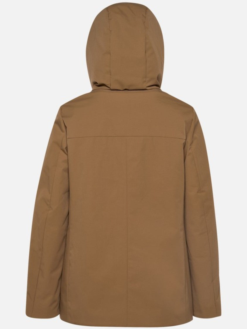Geox Short Brown Matte-Finish Jacket With Structured Hood