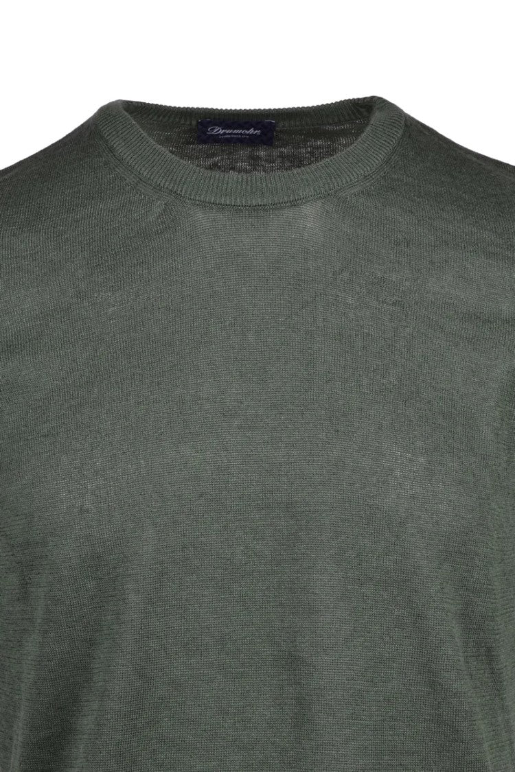 Drumohr Linen Cotton Crew Neck Top - Green