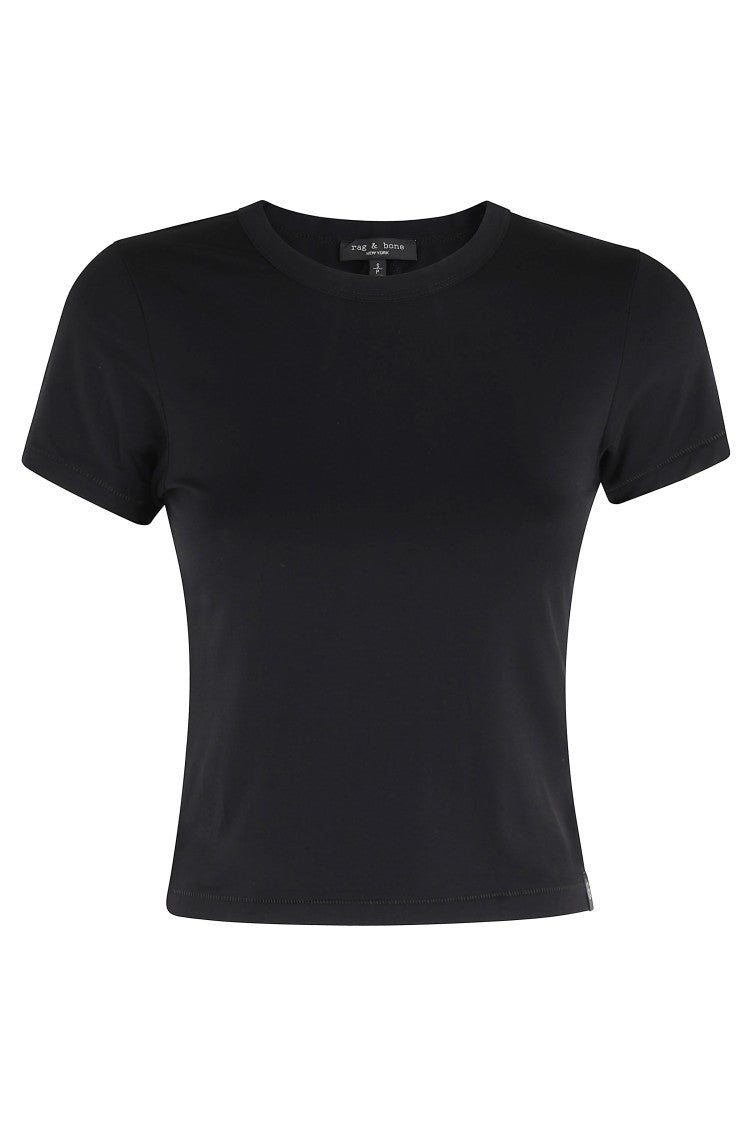 Rag & Bone Black Luca Jersey Ribbed Crewneck Modal Tee