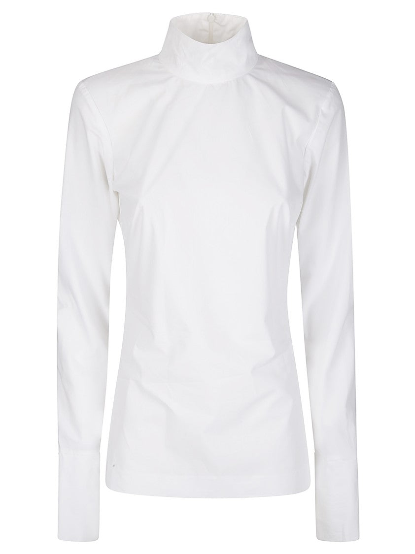 The Latest Long-Sleeved White Cotton Shirt With Back Zip