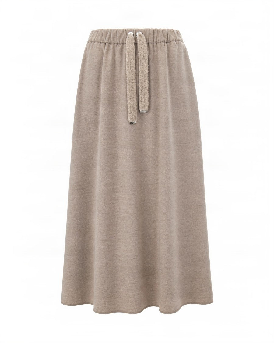 Herno Mid-Length Flannel Skirt With Elastic Drawstring Waist