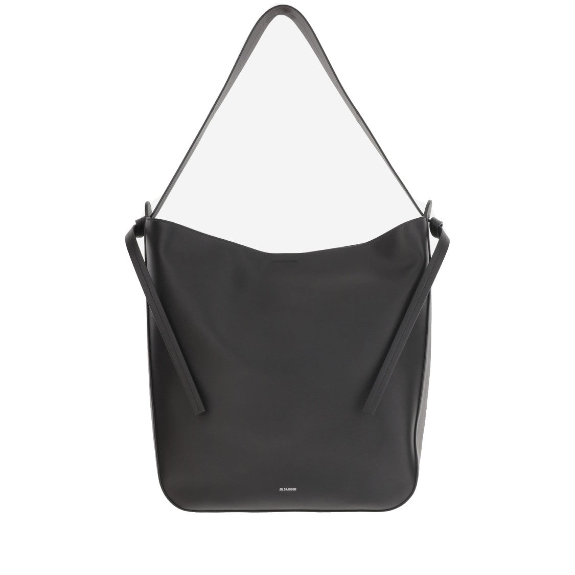 Jil Sander Leather Shoulder Bag With Knotted Handle And Embossed Logo