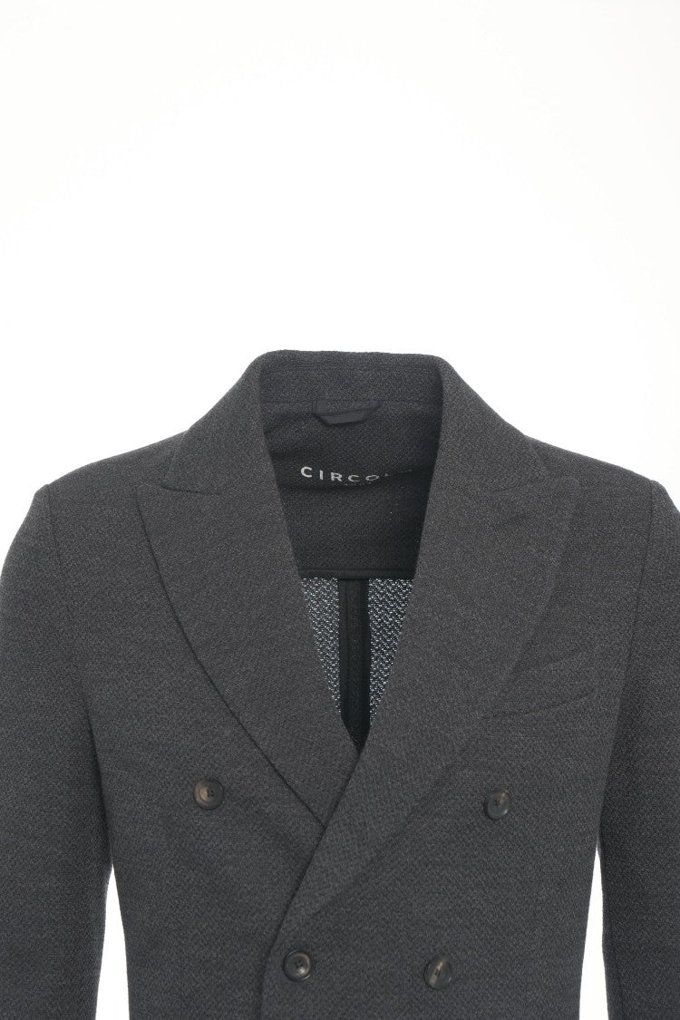 Circolo 1901 Double-Breasted Textured Knit Blazer With Classic Lapels