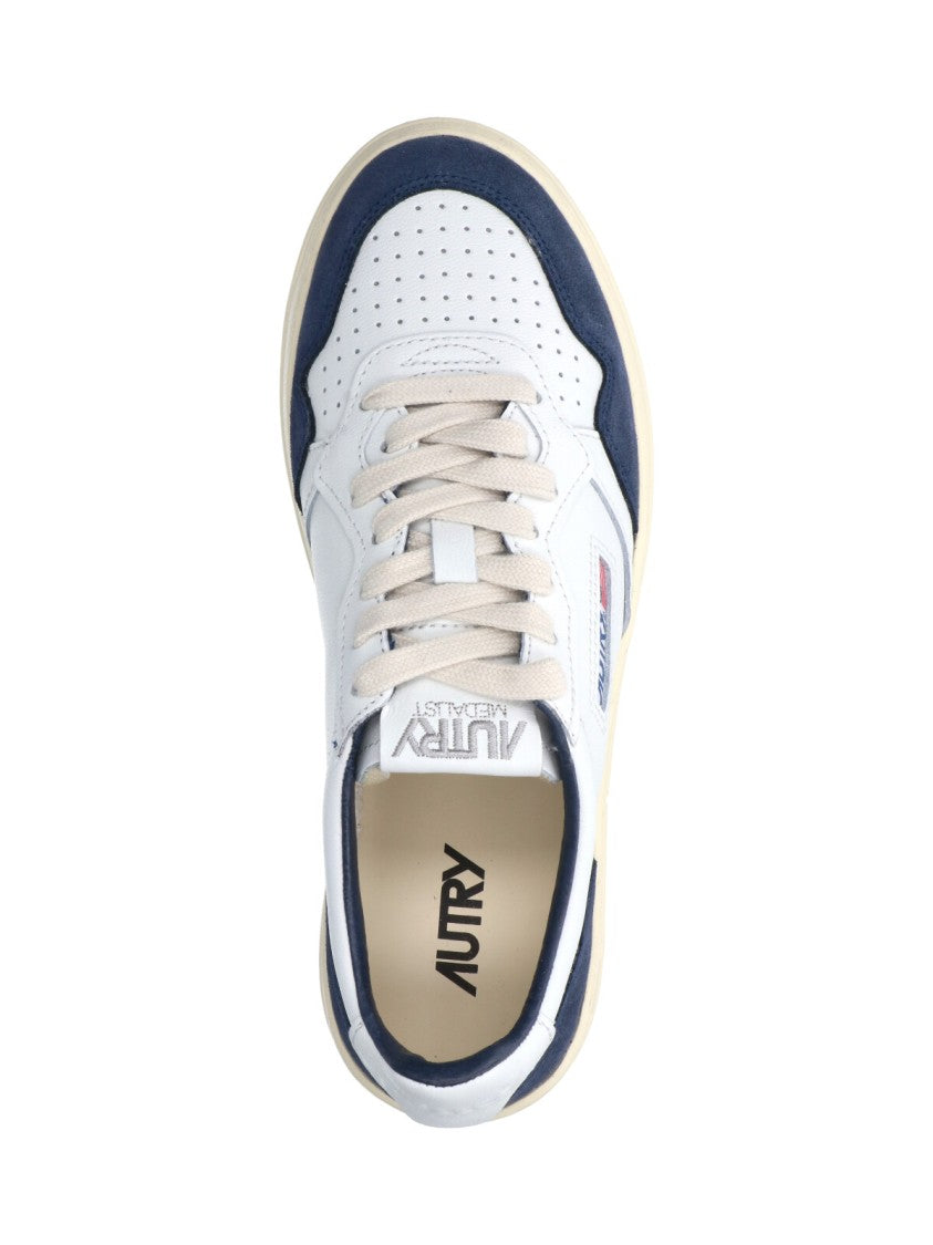 Autry White Medalist Blue Suede Accent Sneakers