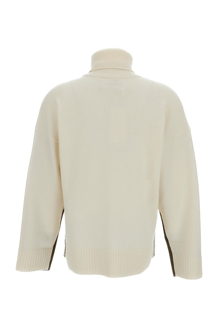 Mm6 By Maison Margiela Turtleneck Pullover With Two-Tone Color-Block Design And Boxy Cut