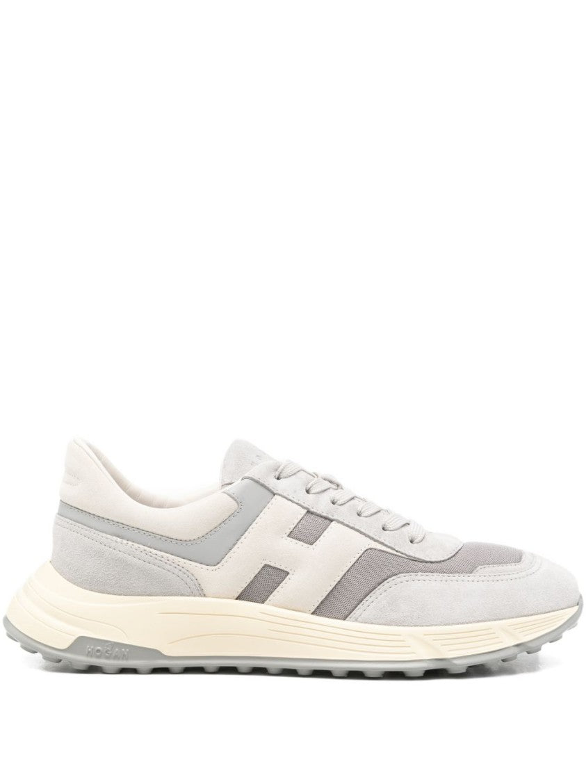 Hogan Silk And Nylon Embroidered Logo Sneakers