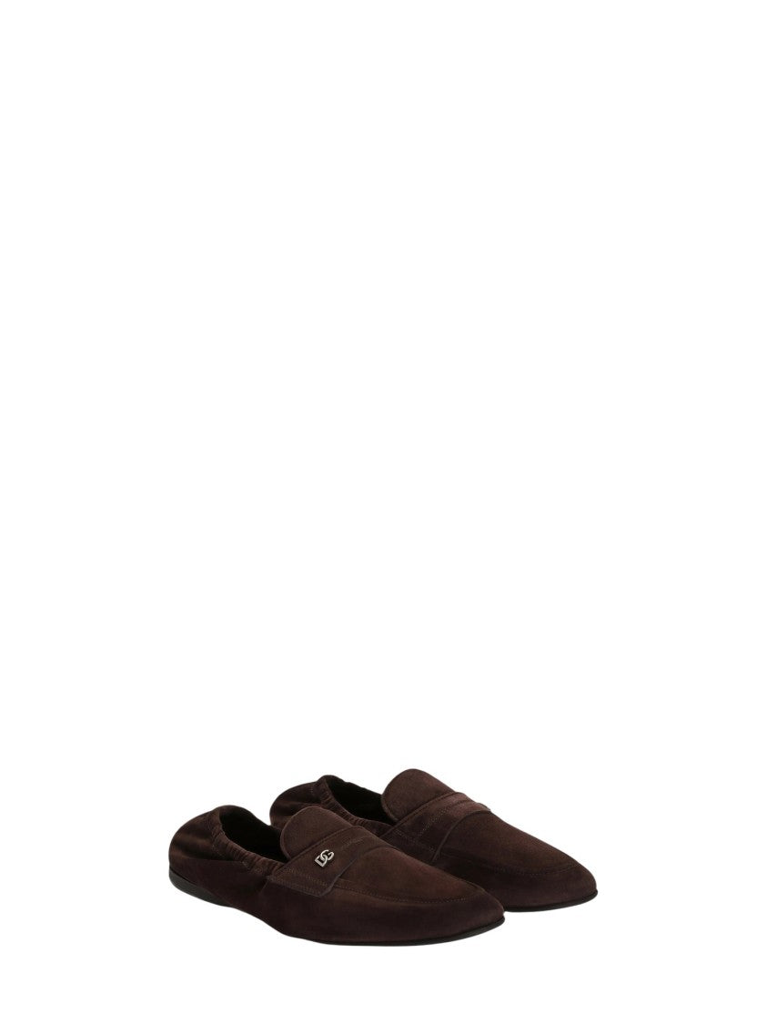 Dolce & Gabbana Pointed Toe Slip-On Shoes In Velvet-Like Calf Leather