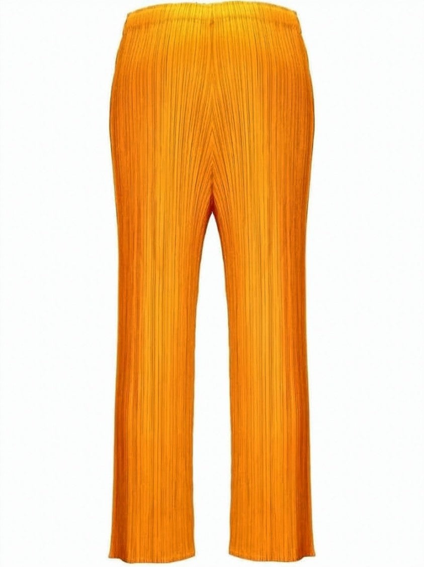 Pleats Please Vibrant Orange Pleated Texture Jogger Pants