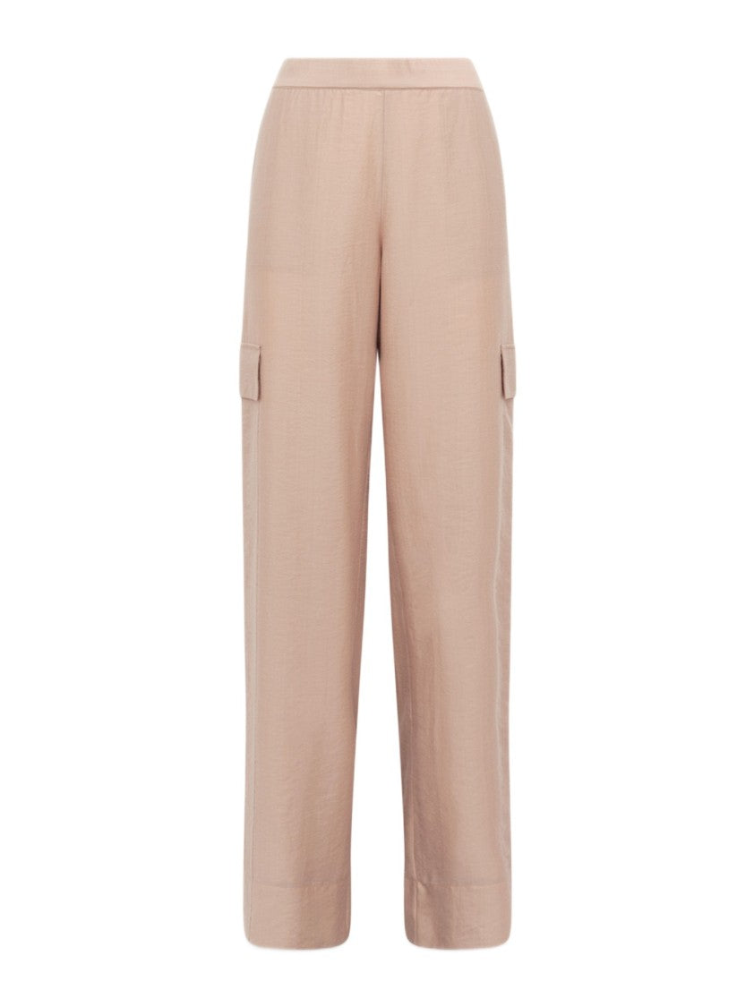 Blugirl Beige Wide-Leg Trousers With Lace Inserts And Flap Pockets