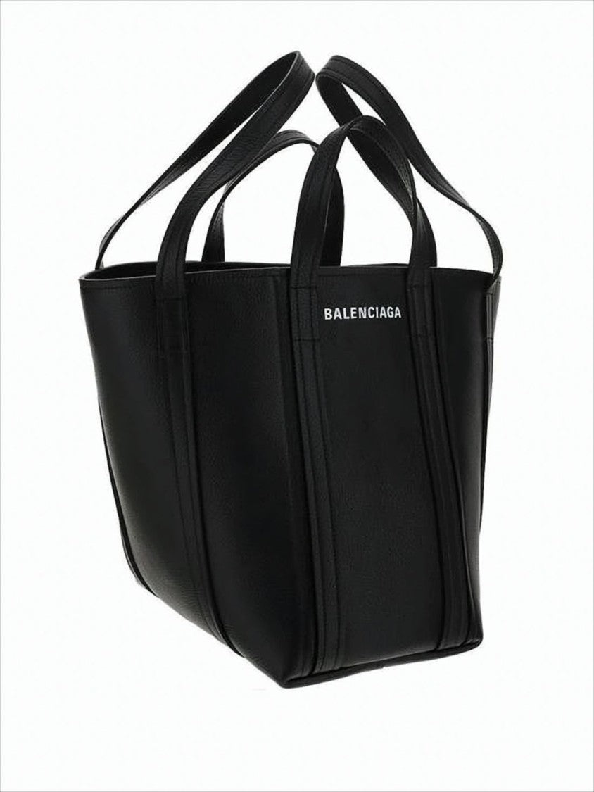 Balenciaga Trapezoidal Black Calf Leather Tote Bag With Dual Handles