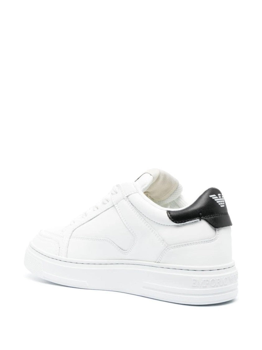 Emporio Armani Minimalist White Trainers With Contrasting Heel Tab