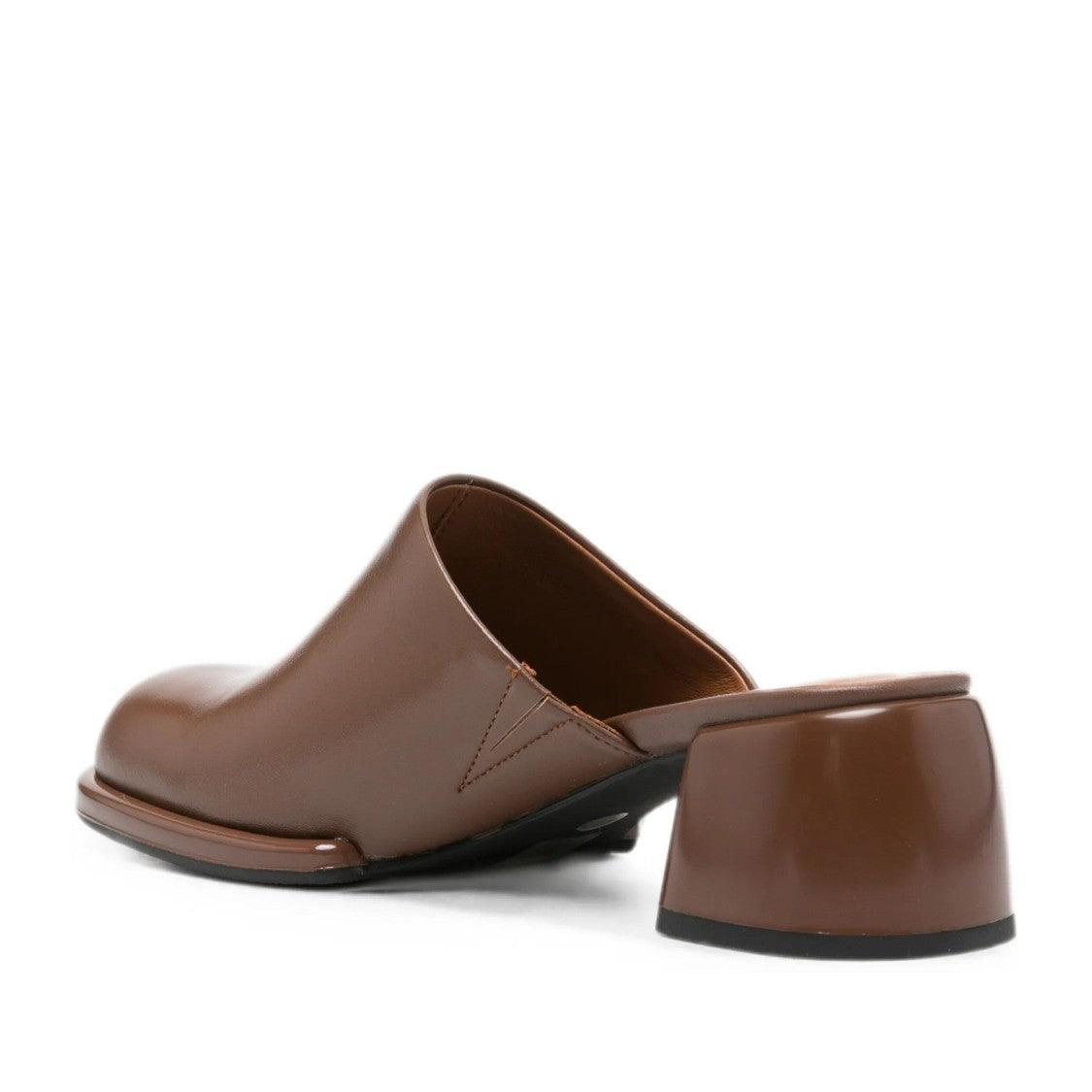 Adrianna Feretti Brown Mid-Heel Seamless Leather Mules