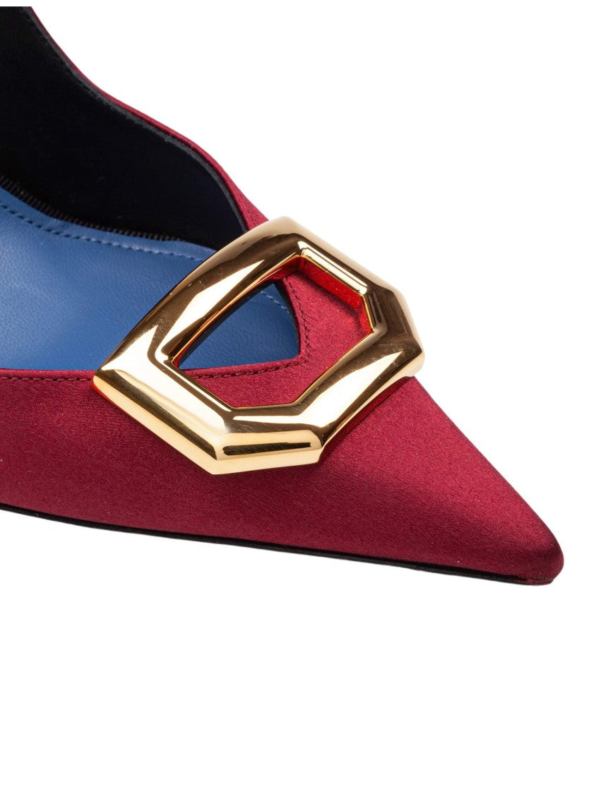 Lanvin Satin Buckle Pumps With Sculpted Heel