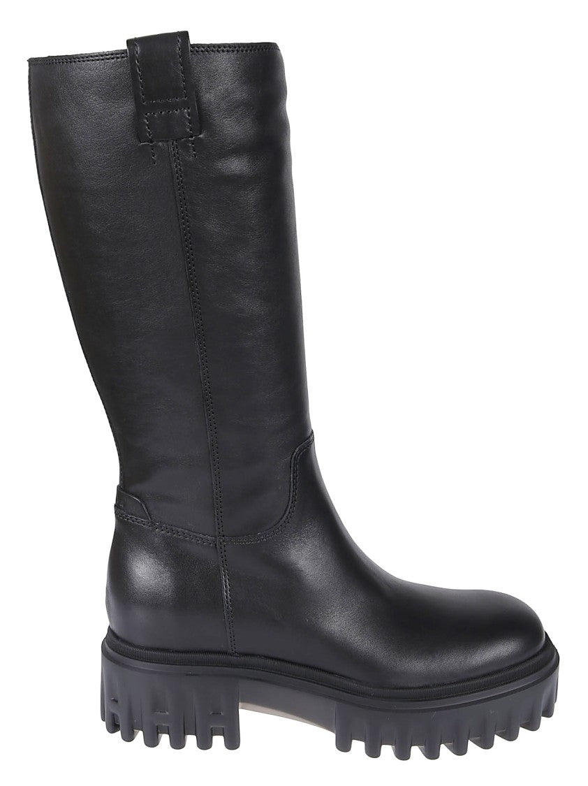 Hogan H700 Mid-Calf Black Leather Boots
